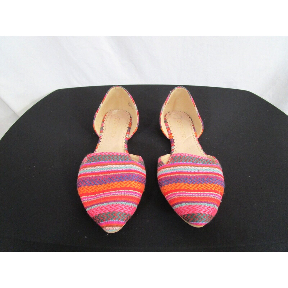 Restricted Multicolor Striped Fabric D'Orsay Flats Women’s Shoes Size 8.5 - Picture 2 of 10
